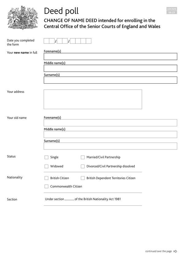 Change your name by deed poll